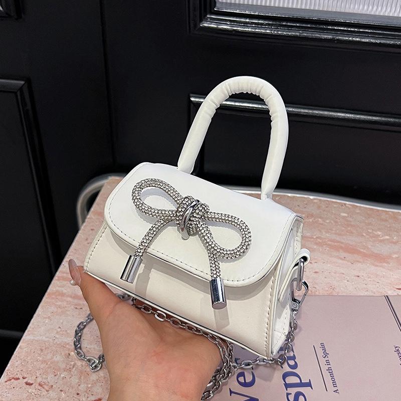 Bow Design Solid Color Mini Shoulder Bag Pu Leather Flap Crossbody Bags For Women 2024  Female Chain Purse And Handbags