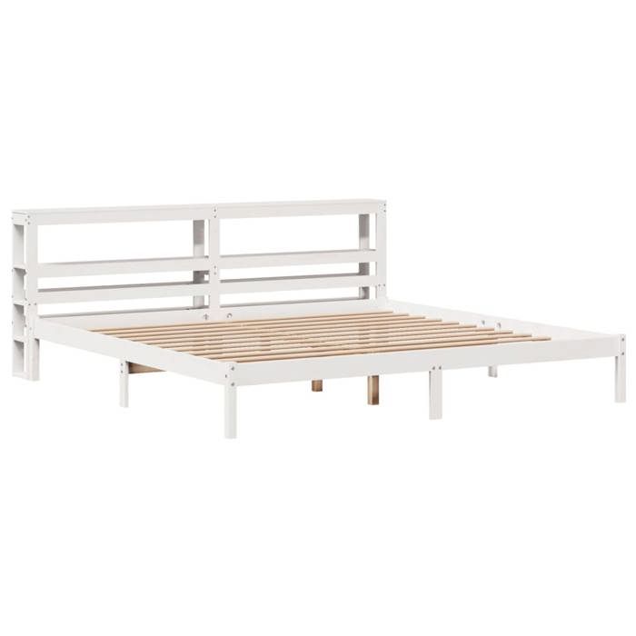 VidaXL Cadre de lit et tête de lit blanc 200x200 cm bois de pin massif, lit, meuble de chambre à coucher, lit en bois, lit 3305731