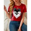 Round Neck Casual Trendy Love Printed Short Sleeved T-shirt