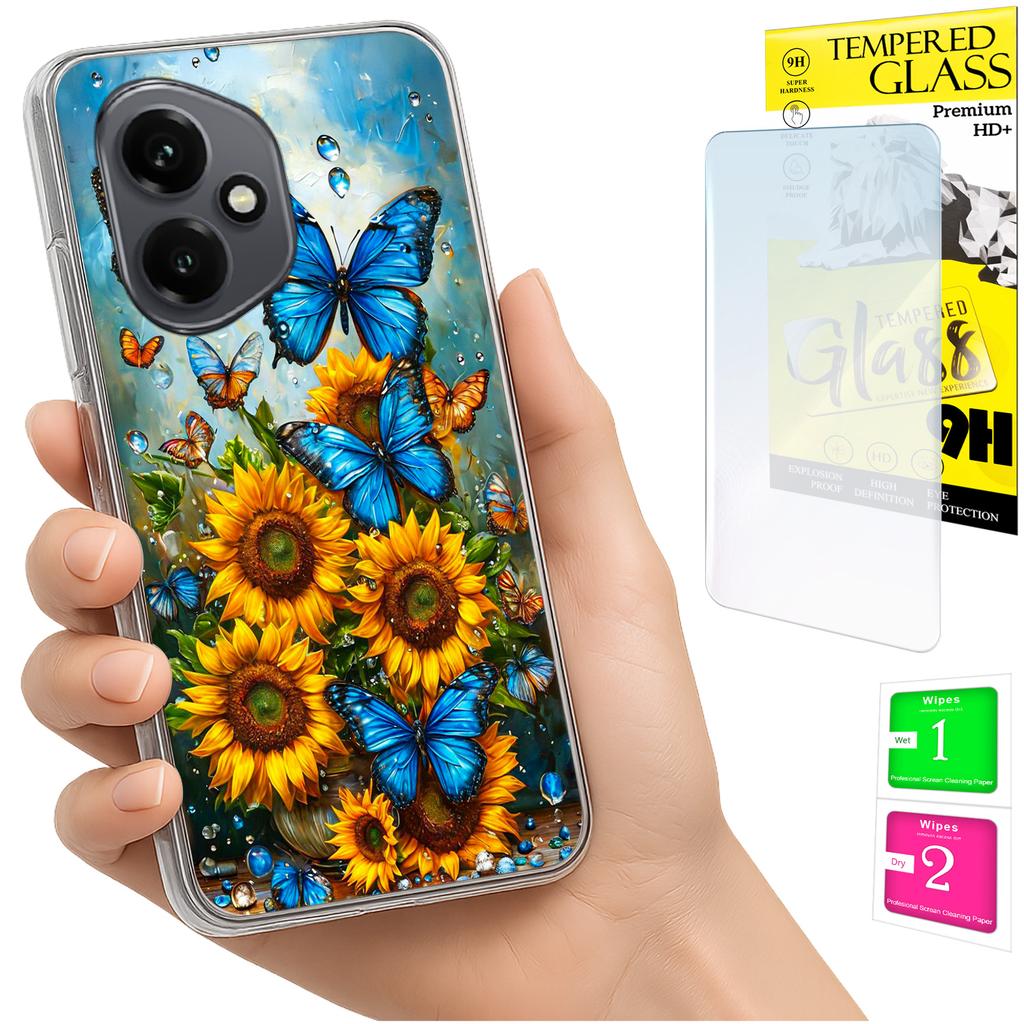 Etui Do Honor X7D / 400 Smart Obudowa Foto Case Plecki Motyle + Szkło 9H