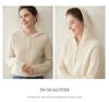 Women’s Loose Hooded Cashmere Sweater – Thick Cable Knit with Half-Open Collar for Autumn and Winter
