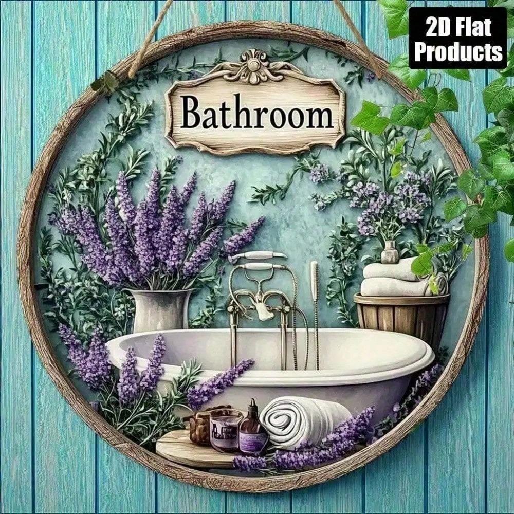 Vintage Rustic Metal Round Wall Sign Retro Plaque for Bathroom Office Cafe Decor