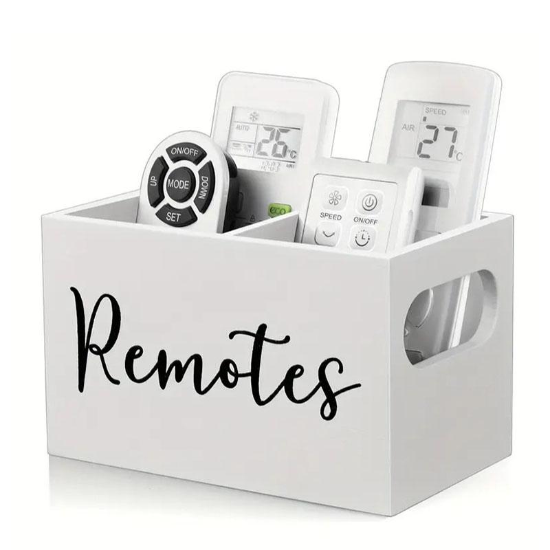 Wooden Remote Control Storage Box with Dividers Makeup Organizer Tea Bag Coffee Packet Storage Box