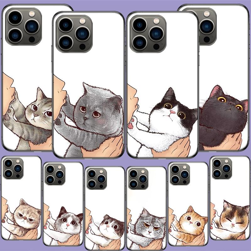 Kiss Cat Cute Kitten Cartoon Phone Case For Apple Iphone 16E 16 17 Pro Max Air 15 Pro 14 Plus 12 13 Mini Cover Cute Fund