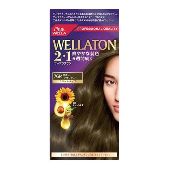 Wella Wellatone 2+1 Gray Hair Dye Cream Type 7GM Bright Matte Brown Vivid Hair Color Lasts for 6 Weeks Quasi-drug