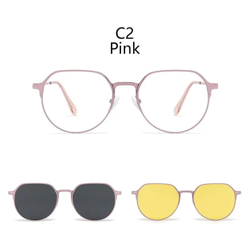 3 In 1 Sunglasses Men Magnetic Clip On Glasses Metal Frame Optical Prescription Eyeglass Magnet Eyeglasses Clips
