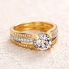 Huajie Sparking Cubic Zirconia Wedding Rings for Women Golden Piping Charming Engagement Ring  Fashion