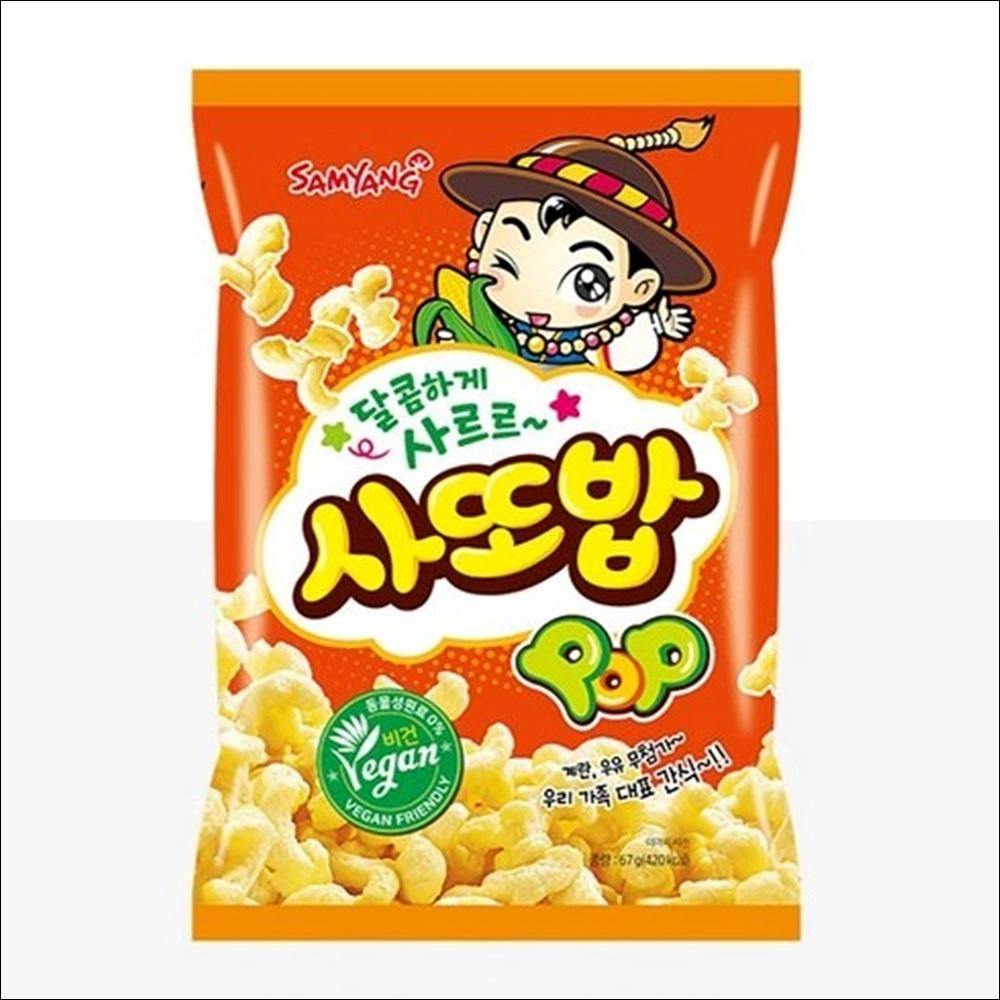 Samyang Sattobap (Sweet & Salty Corn Puff) 67g x 5 Packs (1 Bundle)