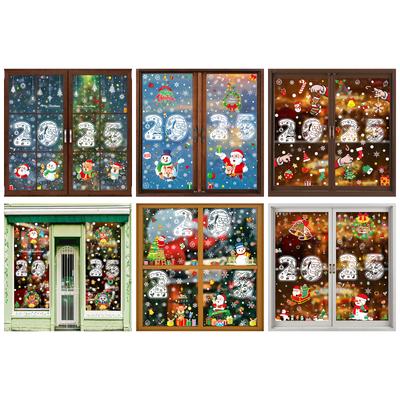 Weihnachtsfensteraufkleber, wiederverwendbare Festival-Aufkleber für Zuhause und das Büro, Dekoration 2025, Urlaubsszenen-Zubehör
