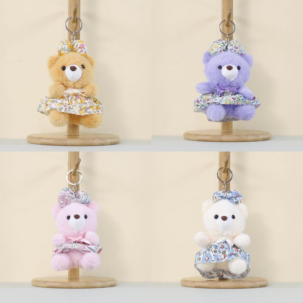 Plush Teddy Bear Keychain With Cartoon Dress For Kids And Bag Decor