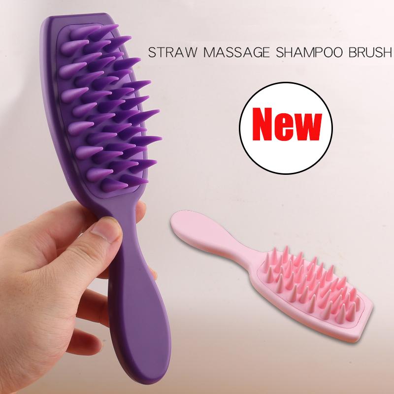Erweiterter Griff, weiches Silikon, Shampoo, Kopfhaut, Haar-Massagegerät, Haarwaschkamm, Duschbürste, Bad, Spa, Massagebürste, Großhandel neu