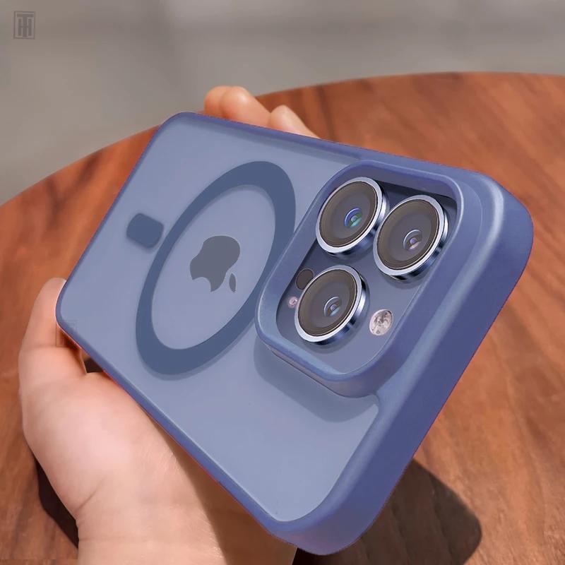 Luxury Dark Purple Transparent Magsafe Magnetic Case For iPhone 15 14 13 12 11 Pro Max Plus Antiskid Shockproof Protect Cover