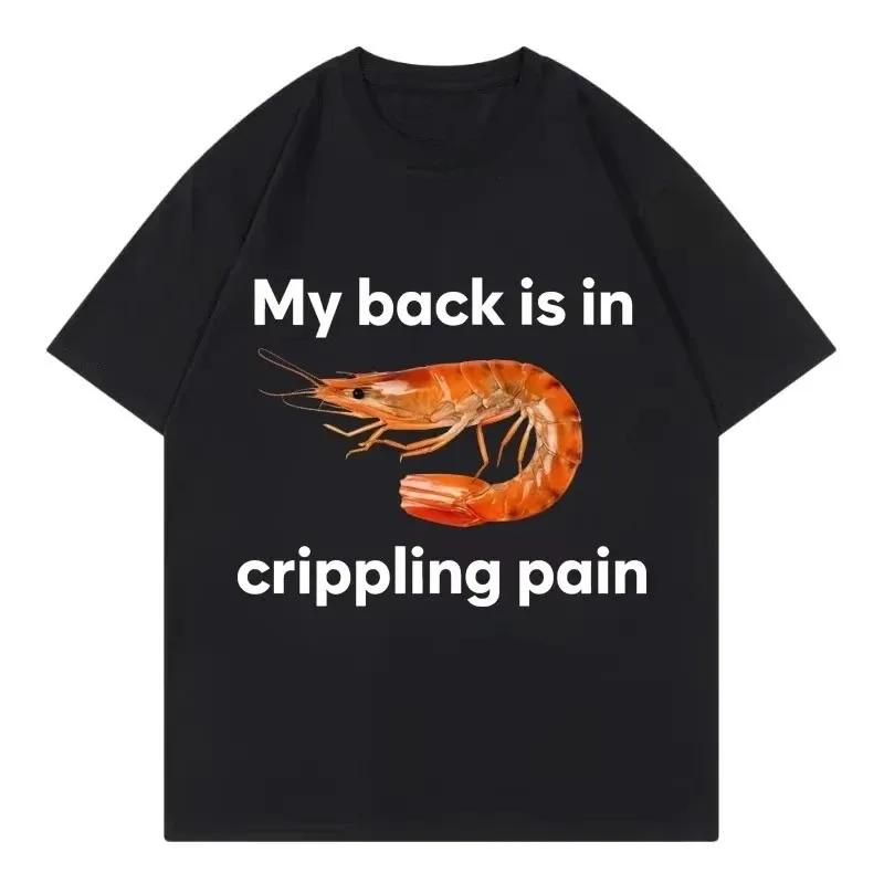 

Funny My Back Is in Crippling Pain Shrimp Tshirt Meme Crewneck T Shirt Fashion Tshirt Women Casual Tshirts Women Unisex Clothing S