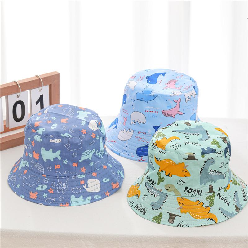 Korean-style Children's Hat, New Summer Model, Sun-shading Graffiti Wide-brimmed Fisherman Hat for Boys and Girls, Baby Sun Hat