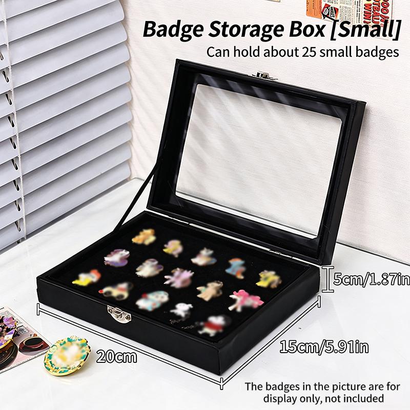 Brooch Badge Display Case Transparent Dustproof Box for Jewelry Collectible Storage Holder Desktop Organizer S