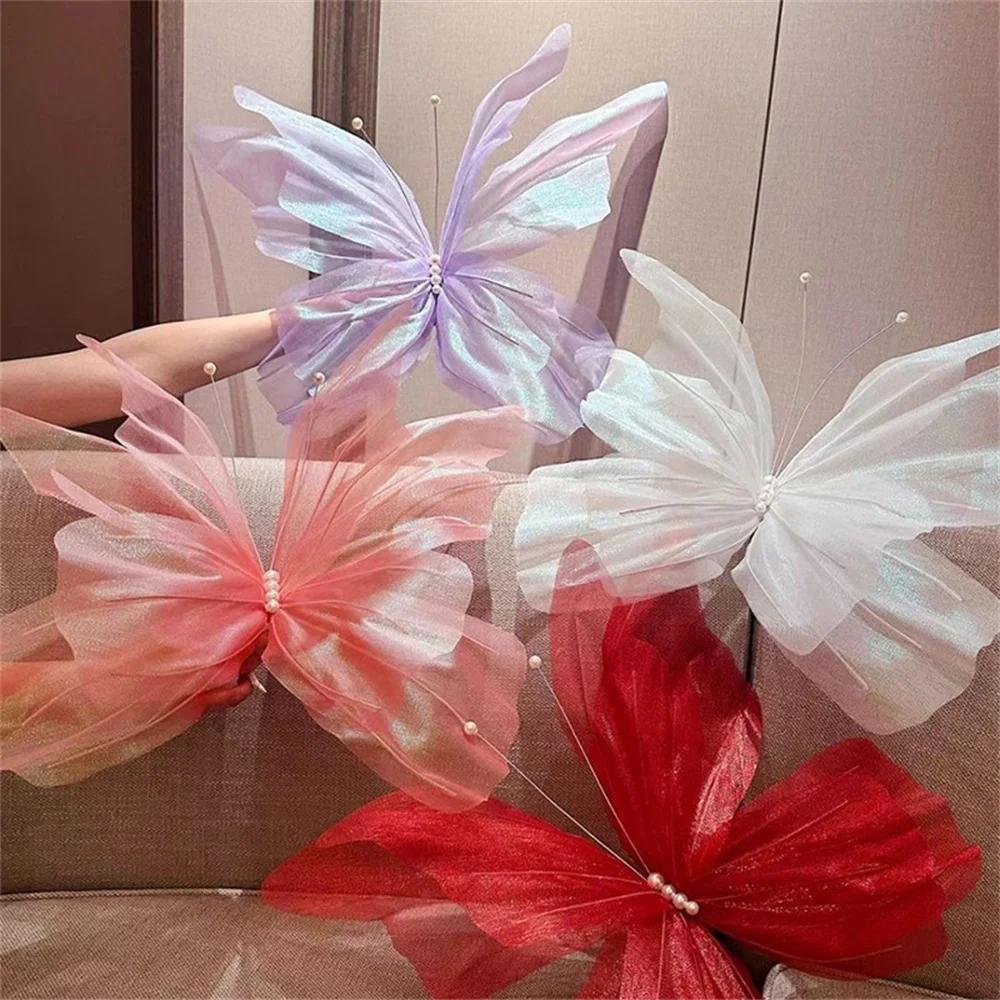 50cm Simulation Butterfly 3D Wedding Decoration Handmade Floral ArrangementDecoration Hollow Large Hanging Gauze Fake Butterfly