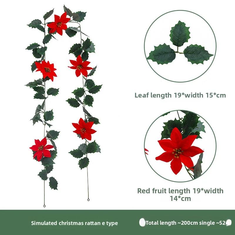 

Рождественские искусственные цветы Плющ Ягоды Лианы Новогодние украшения Атмосферные реквизиты Настенные растения Имитация листьев