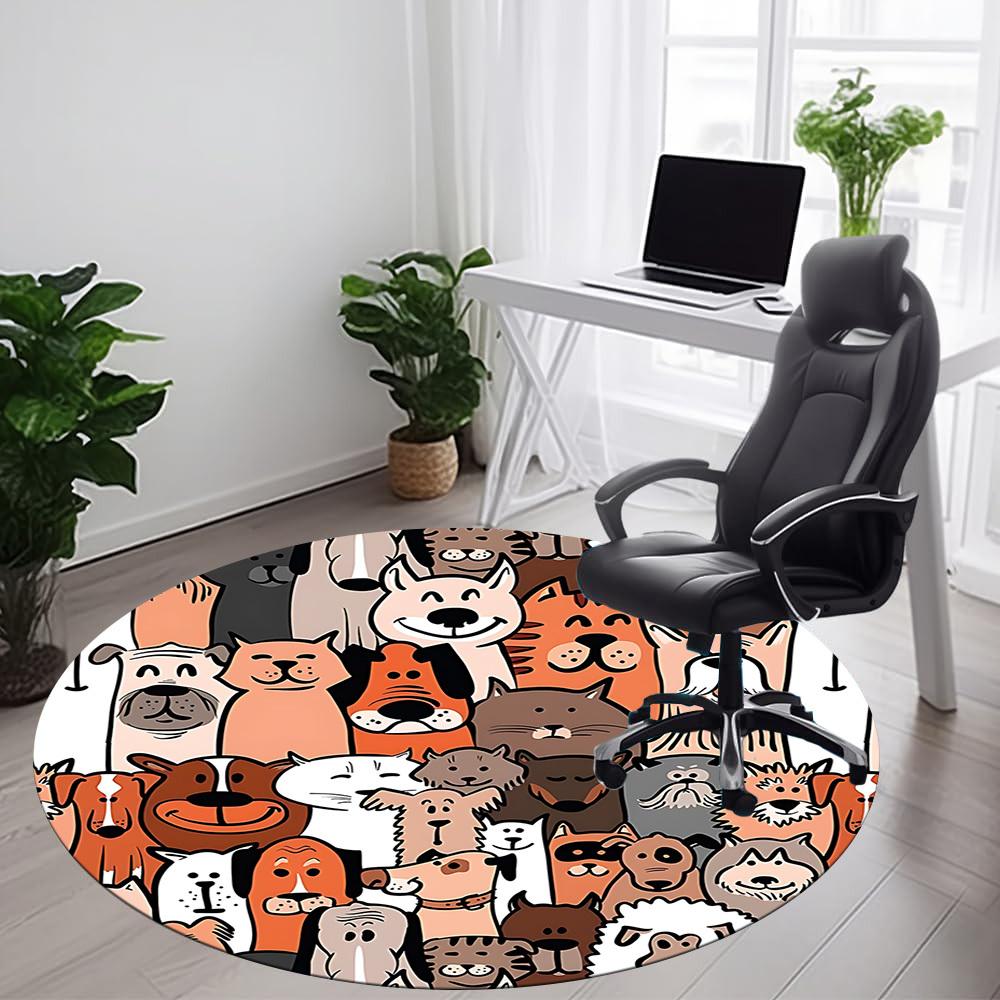 1pc Pets Animals Office Round Area Rug, Indoor Mat Suitable ForOffice, Under Office Chairs Bedroom Living Room Home Decor, Room Deco,  n61