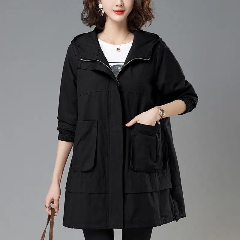 Korean Style Loose Mid-Length Trench Coat for Women, 2025 Spring/Autumn New Fashion for Middle-Aged Moms
