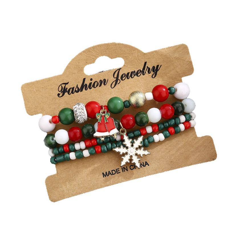 New Christmas Beaded Jewelry Four-pack Women's Bracelet Santa Claus Snowflake Bracelet Christmas