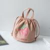 Mini Canvas Drawstring Lunch Bag Handbag Female Cartoon Strawberry Storage Bag Lunch Box Small Cloth Bag Women Tote Food Bags