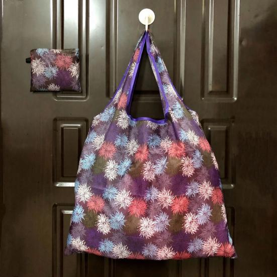 Folding Shopping Bag Reusable Tote Cute Prints Foldable Portable Animal Plants Fabric Grocery Shopping Tote