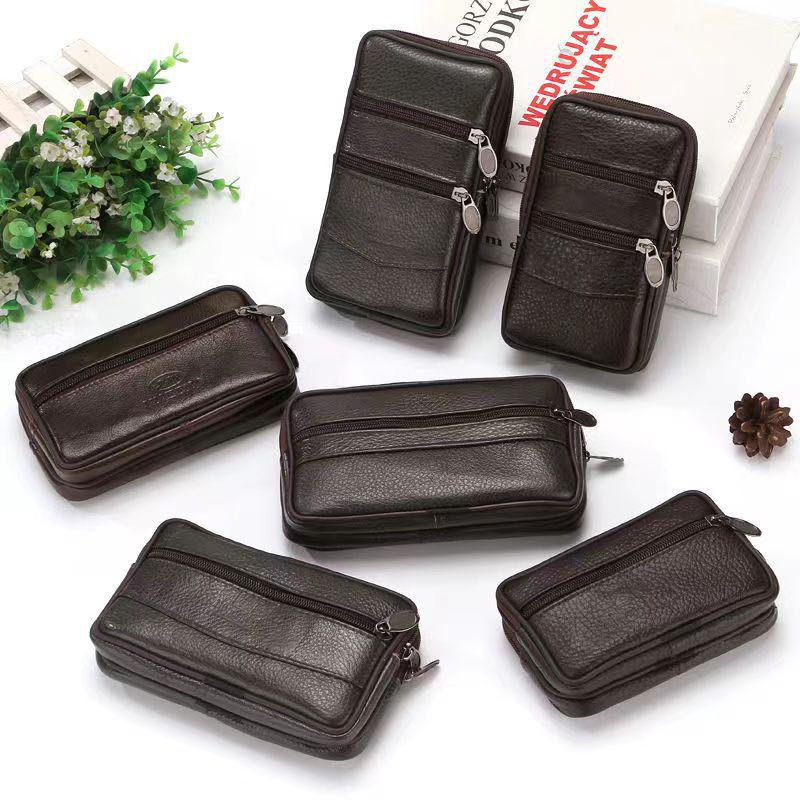 Kožená ledvinka z hovězí kůže - Pánské 6,7" pouzdro s klipem pro staršího pracovníka