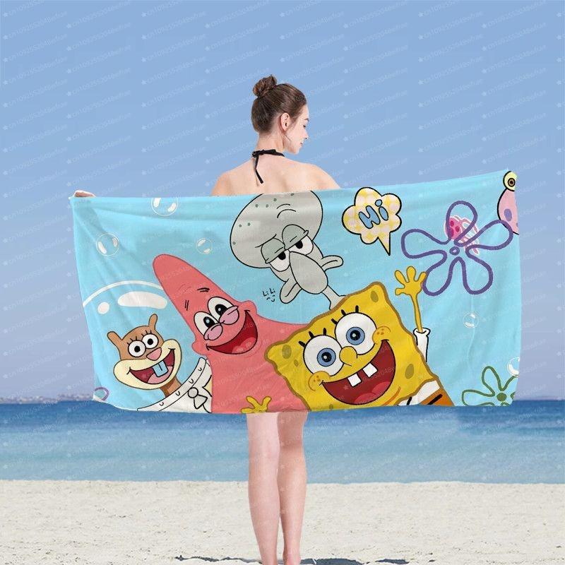 SpongeBob SquarePants Movie Microfiber Printed Beach Towel Mountaineering Yoga Beach Swimming Running Absorbent Towel