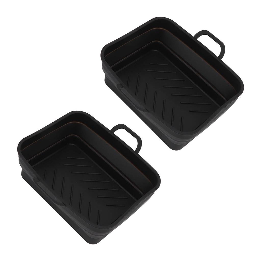 2 Pcs Silicone   Cooker Pot with Handle Rectangular Fryer Liner Tray Replacement for Kitchen Cooking Accessories