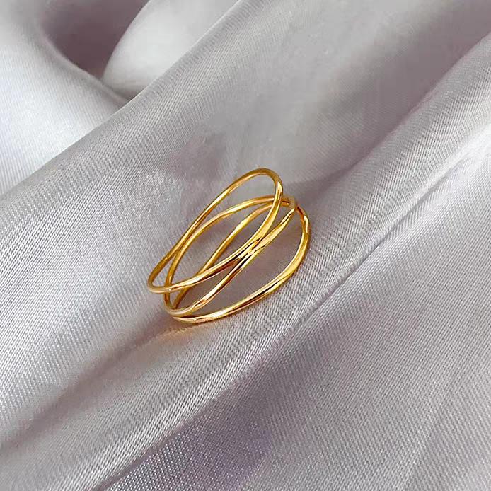 Fashion Minimalism Three-layer Geometry Line Plain Circle Rings for Women Stainless Steel Finger Jewelry Accessory Does Not Fade