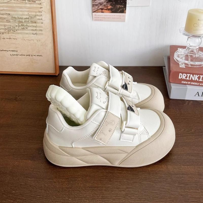 Velcro Board Shoes Women's Spring New Ugly Cute Big Head Student White Shoes Sports Platform Casual Shoes