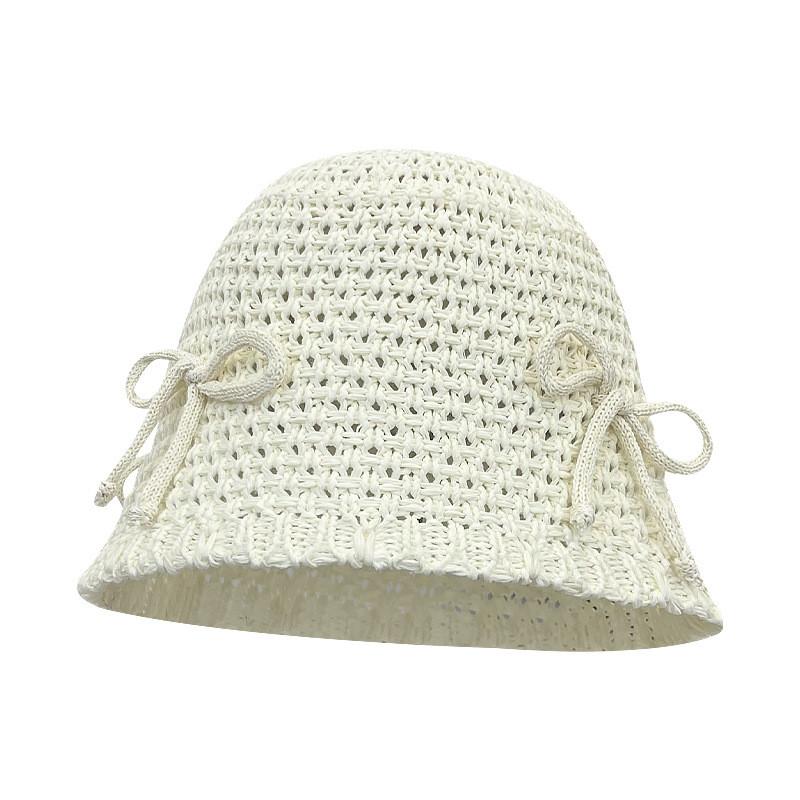 Stylish Hollow Knitted Out Bowknot Fisherman Hat For Women And Men Spring Summer