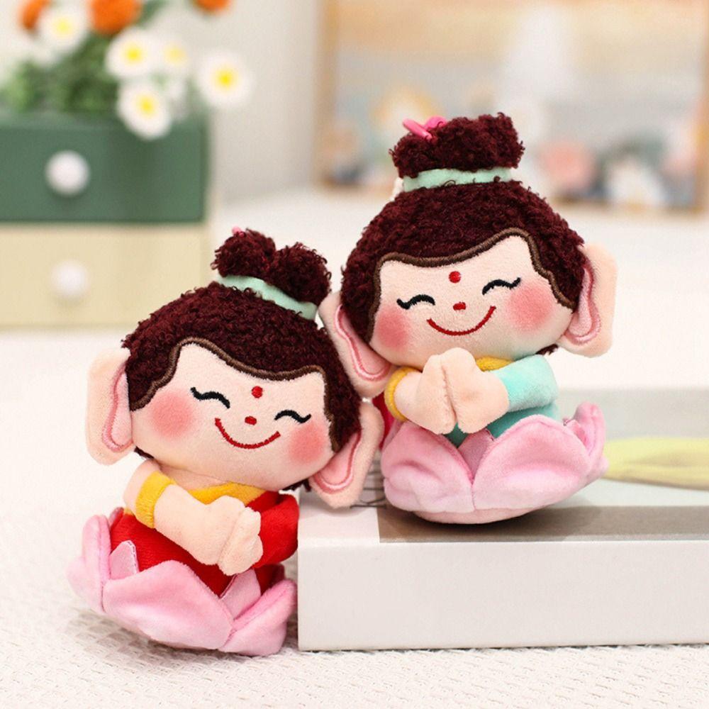 Guanyin Wealth God Keychain Yuchi Gong Plush God of Longevity Pendant  Key Decor