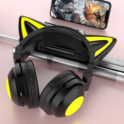 Bluetooth-compatible Headphone Colorful Ear Shape Stereo Luminous Cat Music Wireless Gaming Headset