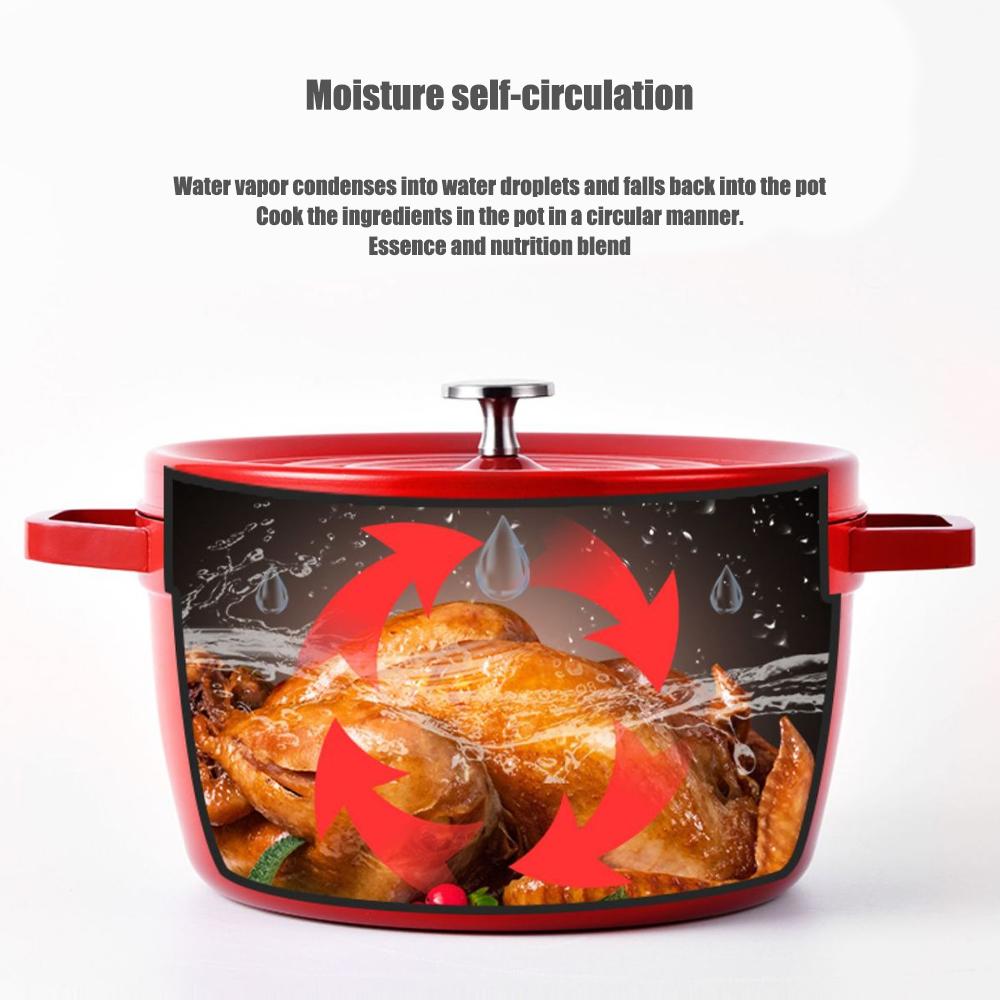 9.5Inch Non-stick Enamel Soup pot Cast iron Stew pan with Lid Household Gas Stove Induction Cooker Cooking pot Kitchen Cookware