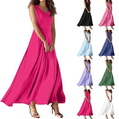 Women's Summer Casual Fashion  Dress V Neck Sleeveless Dress