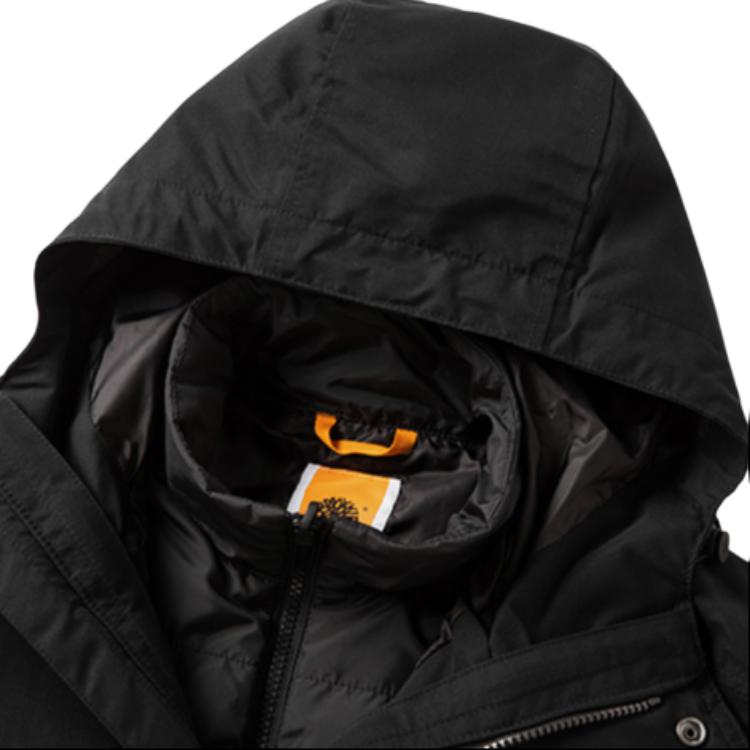Timberland Solid Color Outdoor Detachable Cotton Lining Windproof Breathable 3-In-1 Jacket Men Jacket Black A2HGJ-001