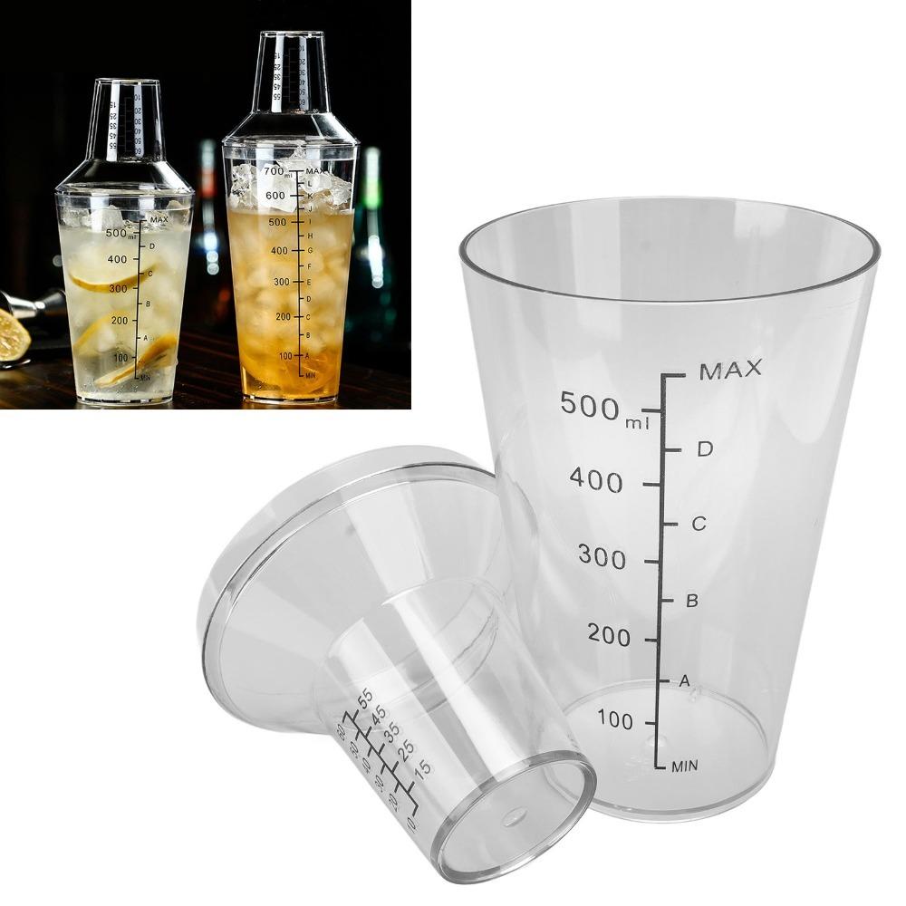 Scale Markings Drink Mixer Shaker Clear Plastic Measuring Jigger Set Beverage Mixing 500ml