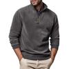 Men's Long Sleeved Zipper Stand Up Collar Sweatshirt Men's Collar Imitation Leather Thread Pullover Top