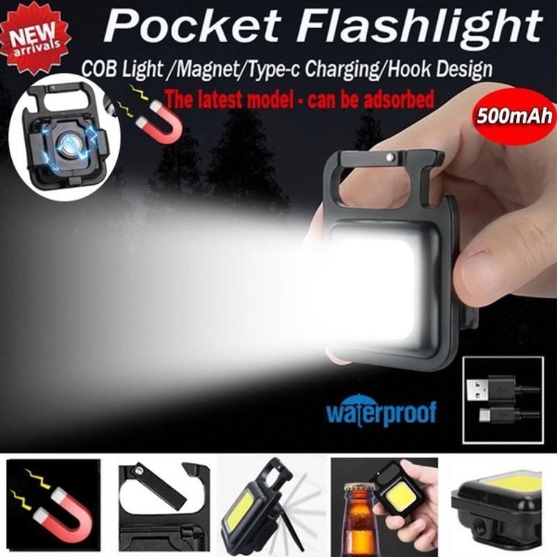 NOVÁ 2/1ks Mini LED svítilna Pracovní svítilna 4 režimy svícení 2000 lumenů přenosná kapesní svítilna Klíčenky USB dobíjecí venkovní kemping Malá svítilna