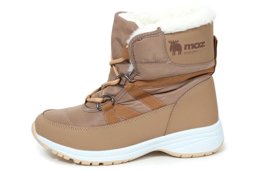 moz U Mocha Boa Boots with Inner Down Cold and Size M Women's Boa, Sneakers, Water-Repellent, Weather, Non-Slip Soles,