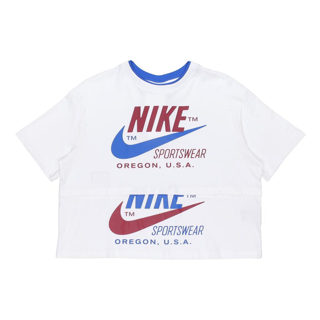 Nike Sportswear Icon Clash Large Logo Print Loose Short Sleeve T-Shirt Women Tops White DB3849-100