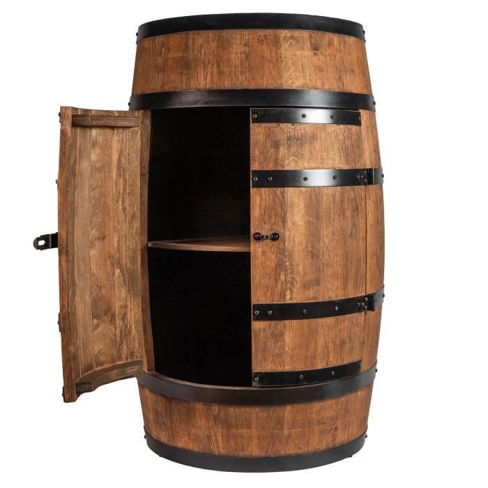 Casier à Vin – Creative Cooper – Tonneau En Bois avec des portes, Meuble Rangement Bouteille Alcool, 80x50 cm, Wenge