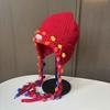 Sweet Cute Colored Braided Wool Hat Vintage Handwoven Fringed Knitted Hat Children's Autumn/Winter Ear Cap