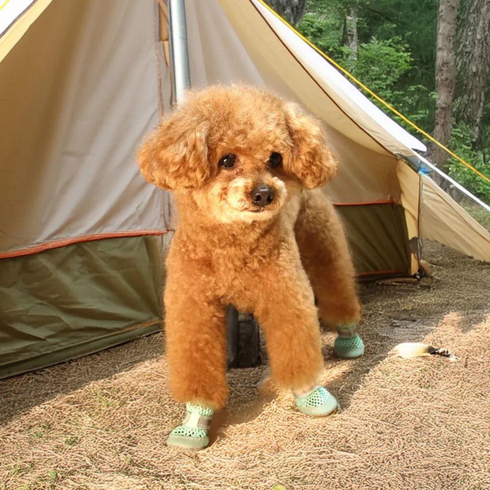4Pcs Anti Slip Mesh Dog Shoes Breathable Net Foot Covers Casual Dog Paw Protectors  Outdoor