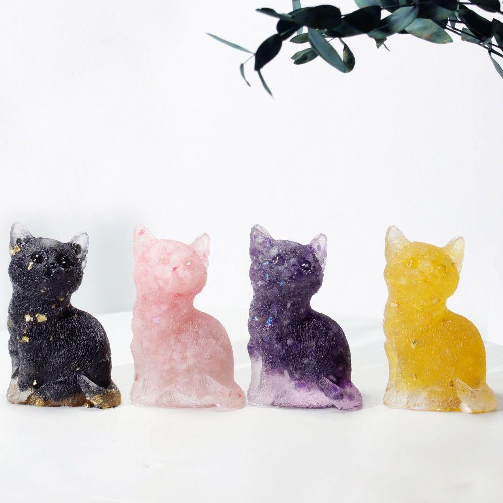 

Mini Lucky Cat Stone Figurine Exquisite Cartoon Wealth Cat Model Bedroom зелёный