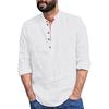 Spring Autumn Casual Men's Loose Shirt Standing Collar Cotton Hemp Long Sleeve Shirts