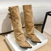 Modische Damenstiefel Temperament Spitze Lederstiefel Gürtelschnallen-Design Damen Mode Stiefel 2026Neuer kniehoher Stiefel Botas Mujer