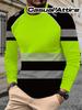 Nuova T-shirt da Lavoro da Uomo a Manica Lunga Stampata Nero Verde Neon