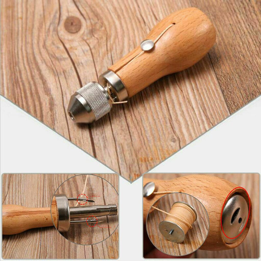 Professionelles Leder-Nähwerkzeug-Set, Nähwerkzeug, Nadeln, gewachster Faden, Leder-DIY-Reparatur